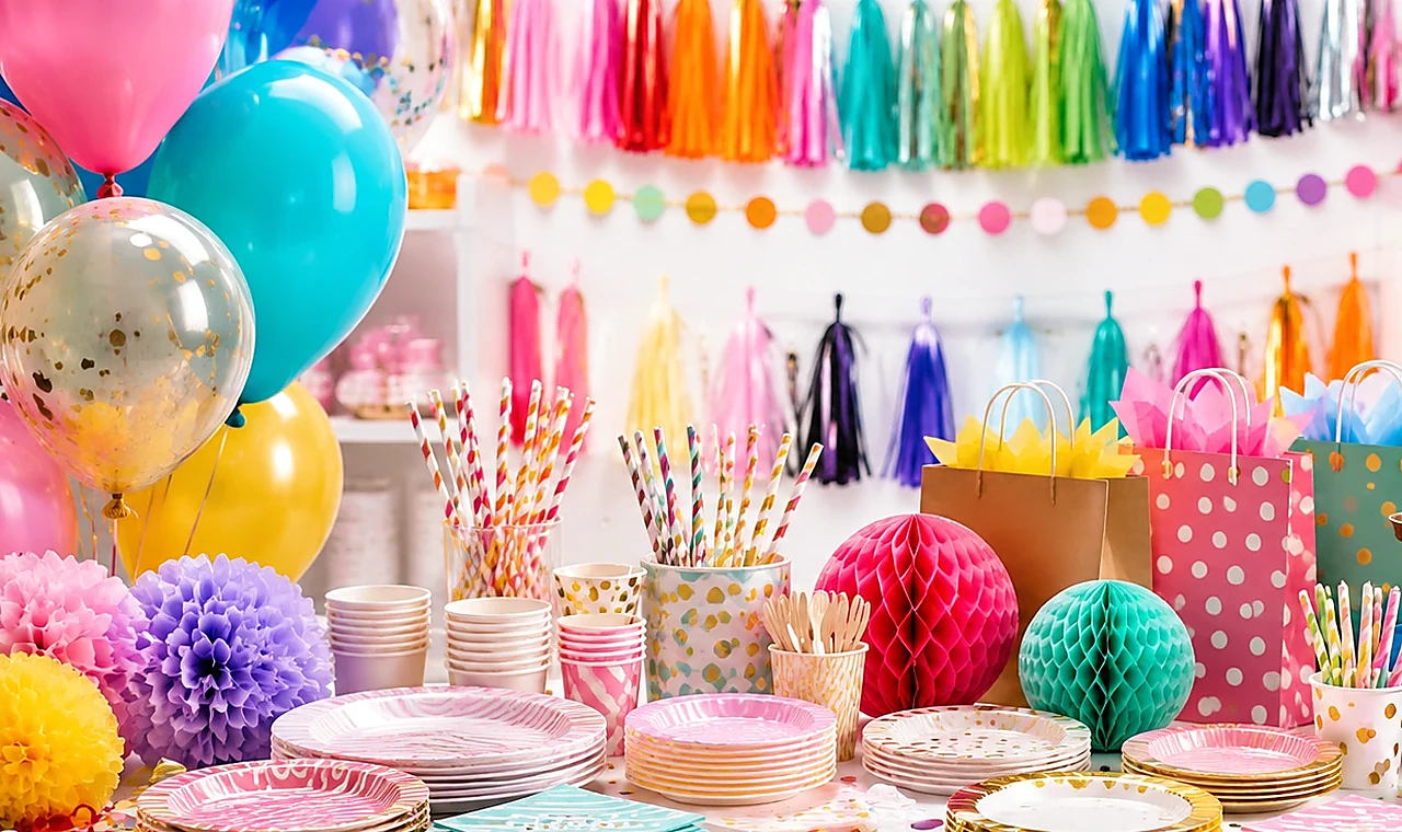 Valutazione stock articoli per feste con tavola party palloncini decorazioni e kit compleanno
