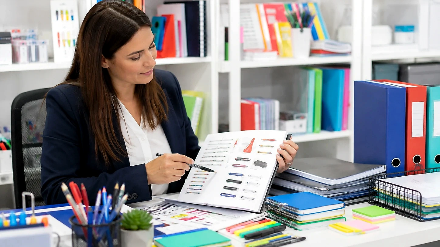 Valutazione stock cartoleria con elenco prodotti cancelleria e materiale ufficio
