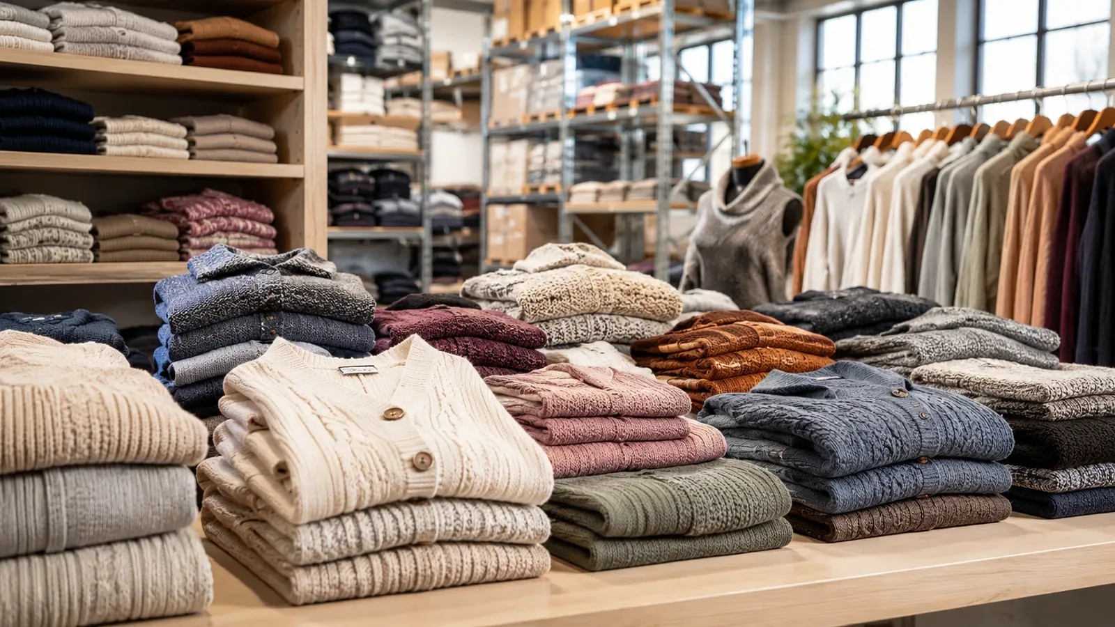 Stock autunno inverno all’ingrosso con maglieria, capispalla, giacche e merce stagionale invernale